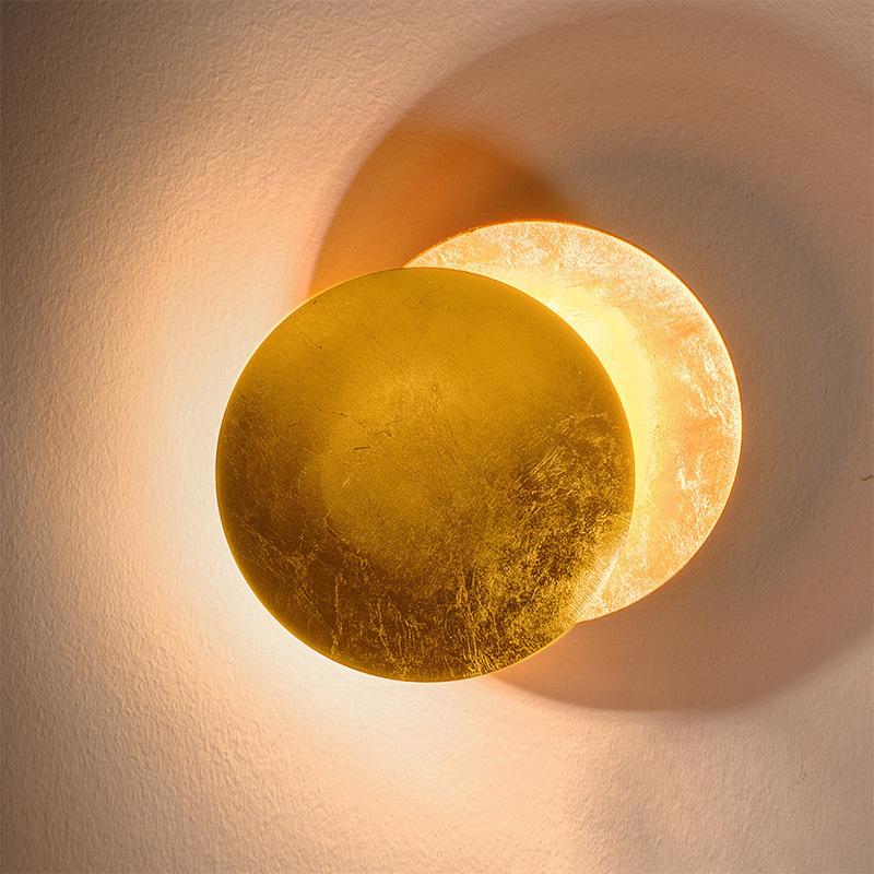 Nordic Moon Eclipse Wall Lamp: Creative Lighting Fixture for Corridor, Stairway, Bedroom, Living Room, or Bedside Decor.