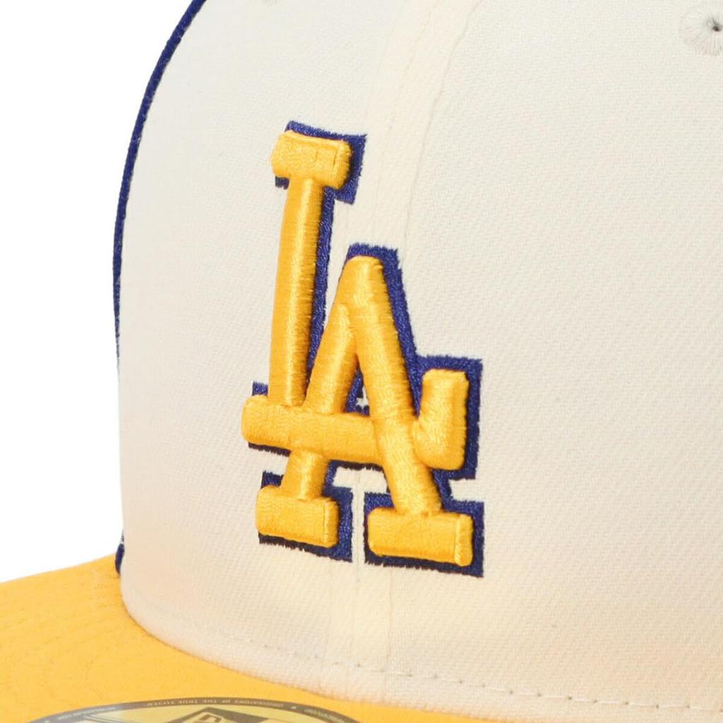New Era 59FIFTY MLB LA Size 7 MLB Los Dod CRM Cap, 2-Tone Chrome/A Gold, 1/4, 5950, Piping, 2-Tone,