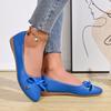 Scarpe Basse in Pelle con Fiocco Singolo, Bocca Stretta, Suola Spessa Morbida, Lati Morbidi, Tacco Basso Comodo