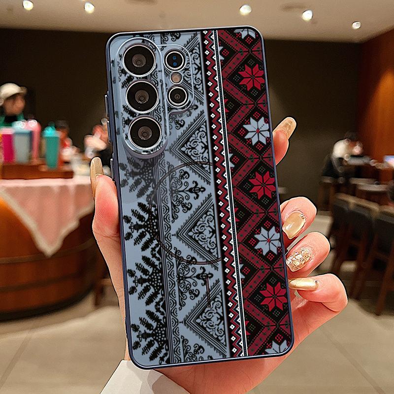 Vintage Patterns Magnetic Phone Case For Samsung Galaxy S25 S26 Ultra Edge S24 S23 FE A17 A56 A37 A16 A35 A55 A15 A36 5G Cover
