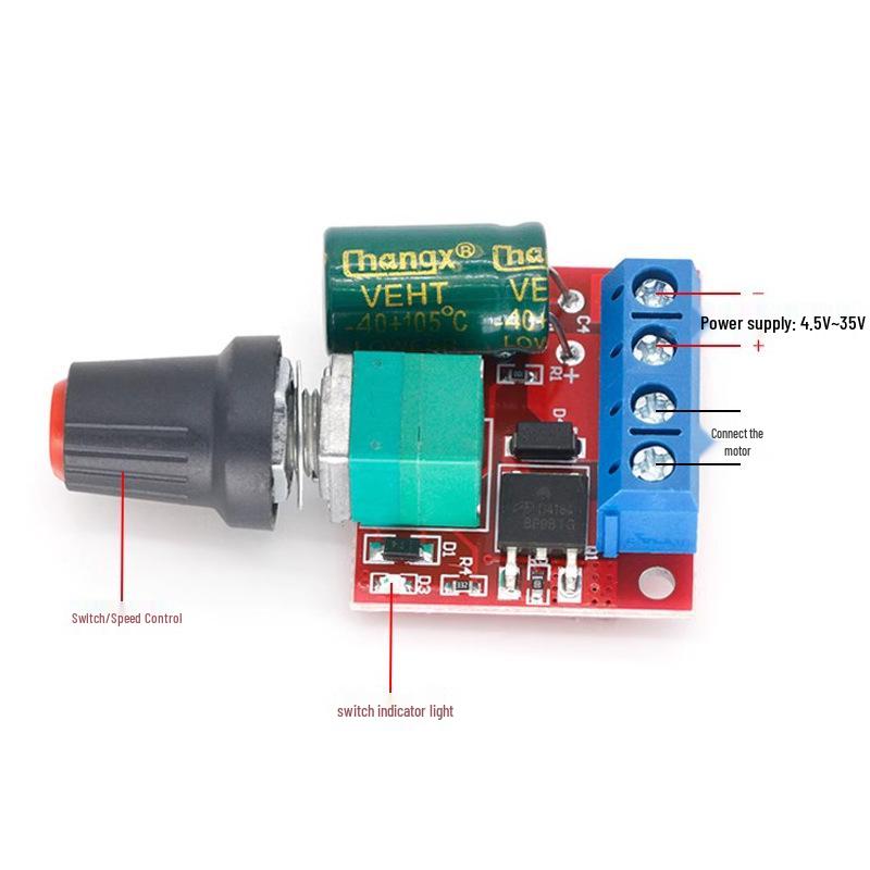 DC-motorhastighetsregulator & LED-dimmermodul, 5V-35V, 5A