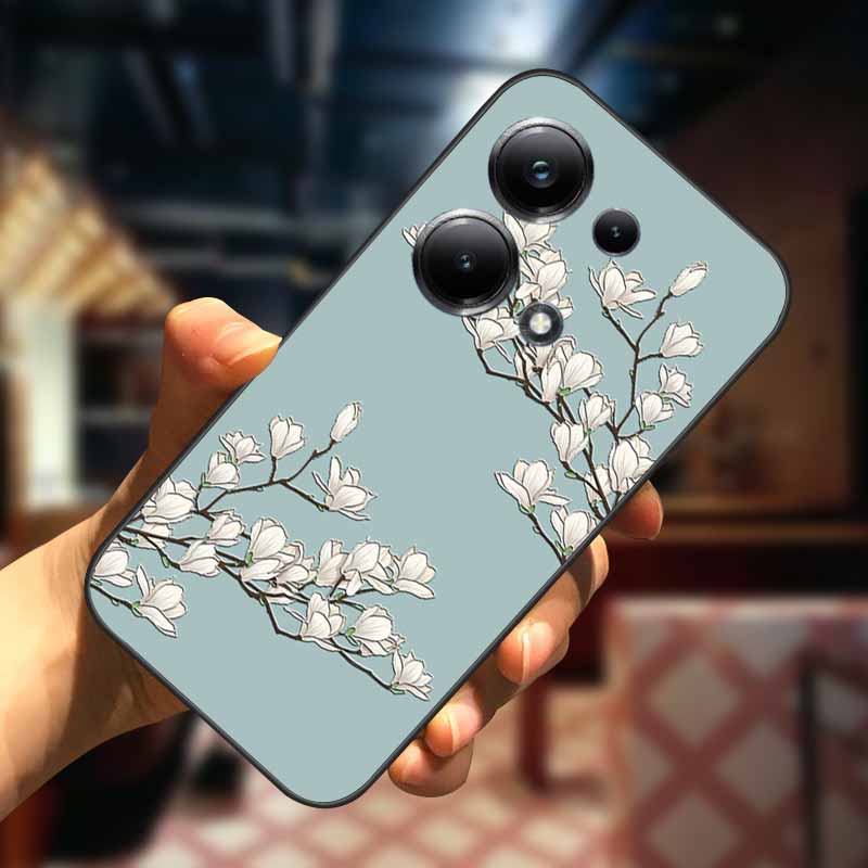 For Xiaomi Redmi Note 13 13pro 5G Case 3D Relief Flower Emboss Soft Silicone Cover For Redmi Note 13 pro Plus Owl interest Cases