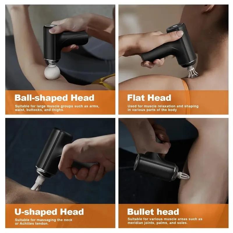 2026 New Portable Electric Fascia Massage Gun, 4 Replaceable Massage Heads, 6-Speed Mode Adjustment, Deep Tissue Impact Muscles, Reliev