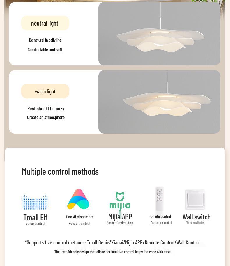 Modern Minimalist Eye-Protecting Cream Petal Chandelier for Warm Romantic Spaces