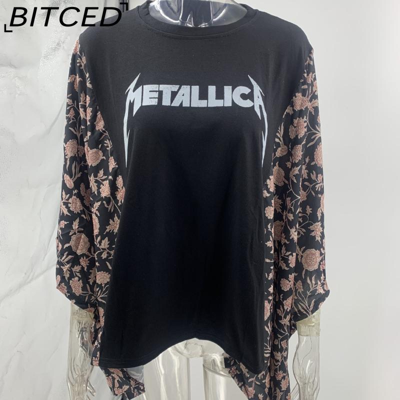 BITCED Women's Printed O-Neck Loose-Fit Casual Top