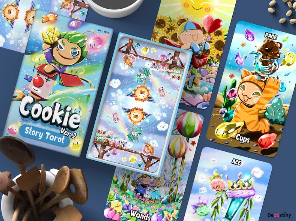 Kancharo 79-Card Tarot Card Set [Cookie Story Version 2] Includes Japanese Tarot Card Instructions & Pouch (Authentic)