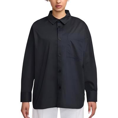 Sportswear Swoosh Chill Poplin Loose Fit Comfortable Long Sleeve Shirt Women Shirts Black HJ0716-010