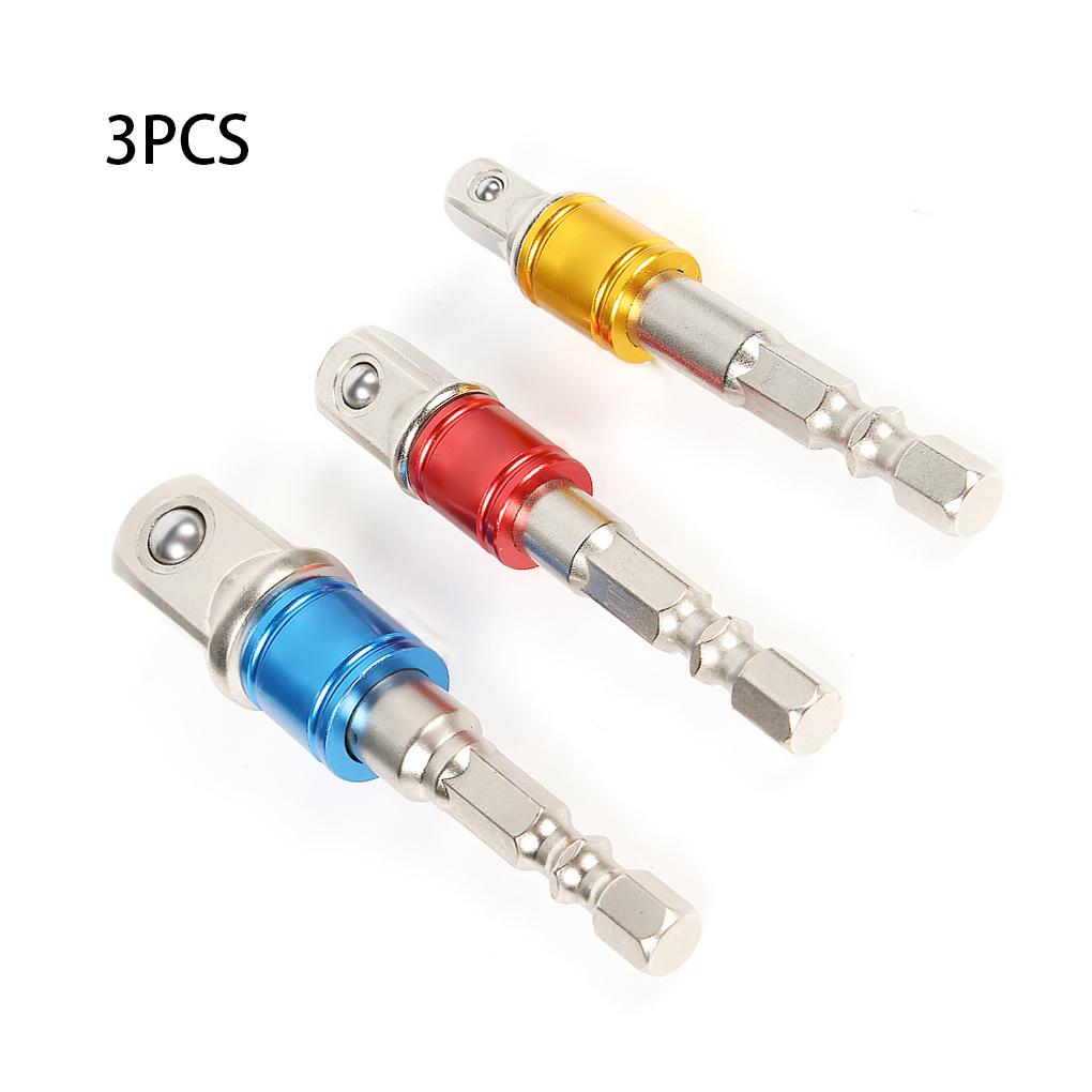 3 Pieces Socket Adapter Extension Hex Shank Bit Drill Cordless Sleeve Connector Replacement Part for Professional