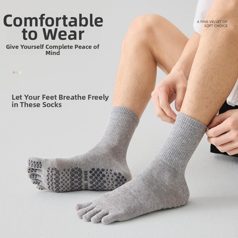 Breathable Yoga Socks Cotton Anti-Skid Floor Sock Sports Men's Five-Toe Socks Indoor Pilates Sock