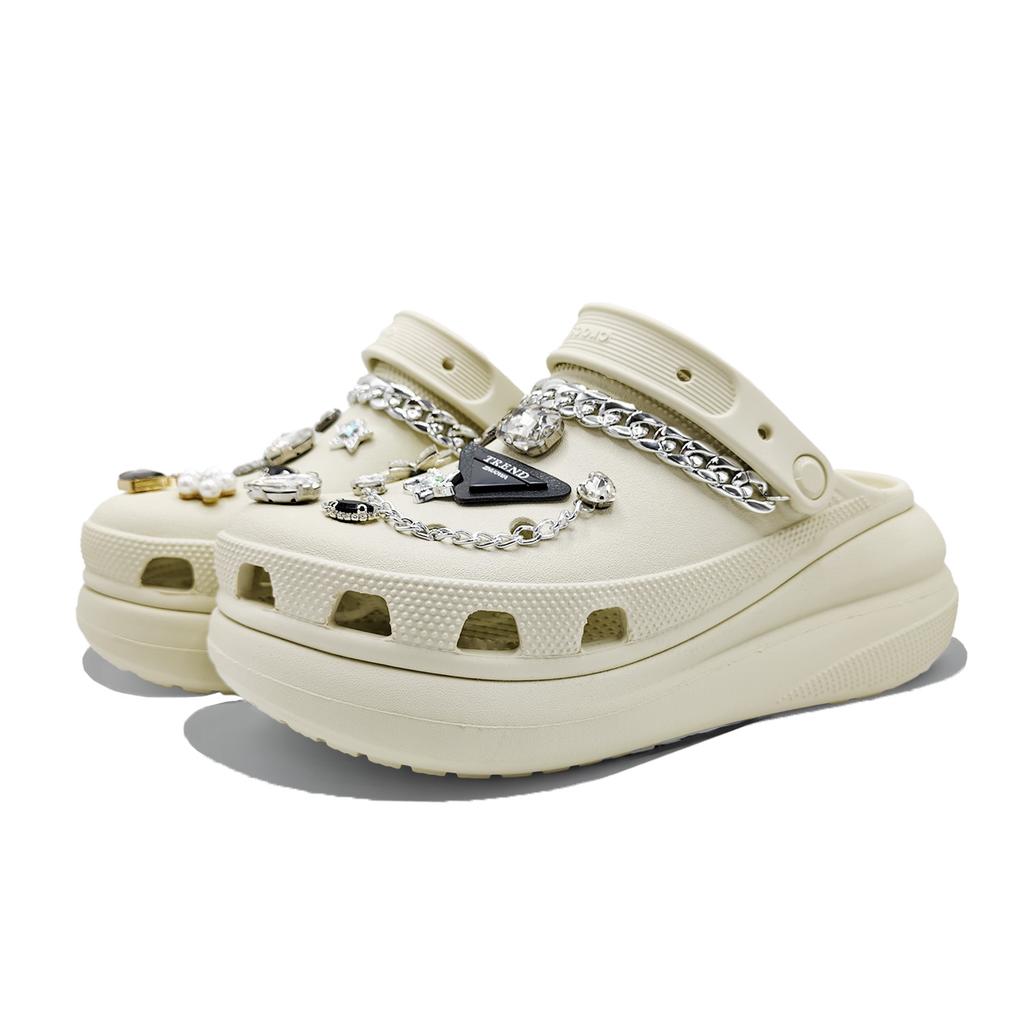 Crocs Crush Clog EVA Jinling Chaochuang Small Fragrance Sweet Fresh Fashion and Versatile Hole Shoes Women's Bone White