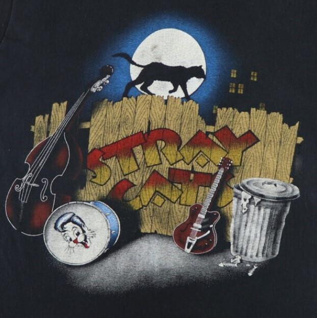 Vintage Stray Cats Band 1983 Tour Cotton Black shirt good design hot shirt Unisex T-Shirt XXXL