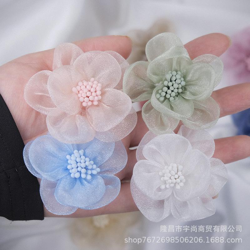 Organza 3D Floral DIY Accessories: Hand-Sewn Flowers for Clothing, Hair Ties, Clips & More