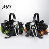Decorative Ghost Candy Basket Black Flower Girl with Handle And Bow, Gothic Satin Handheld Halloween Decoration Lace for Wedding Ceremony, Bridal