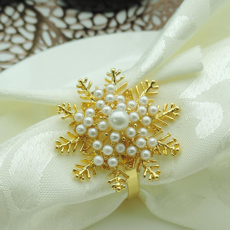 10pcs/lot Christmas hollow snowflake napkin ring metal napkin ring hotel holiday napkin buckle tableware decorations