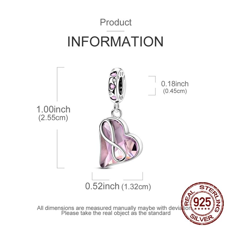 Pink Love Unlimited Charms Copper Dangle Pendant Fit Bangle Bracelet Necklace Diy Jewelry