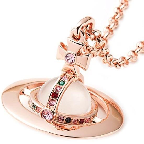 Vivienne Westwood Small Orb Pendant Necklace for Men and Pink PINK GOLD Women, Gold, 752106B/3,