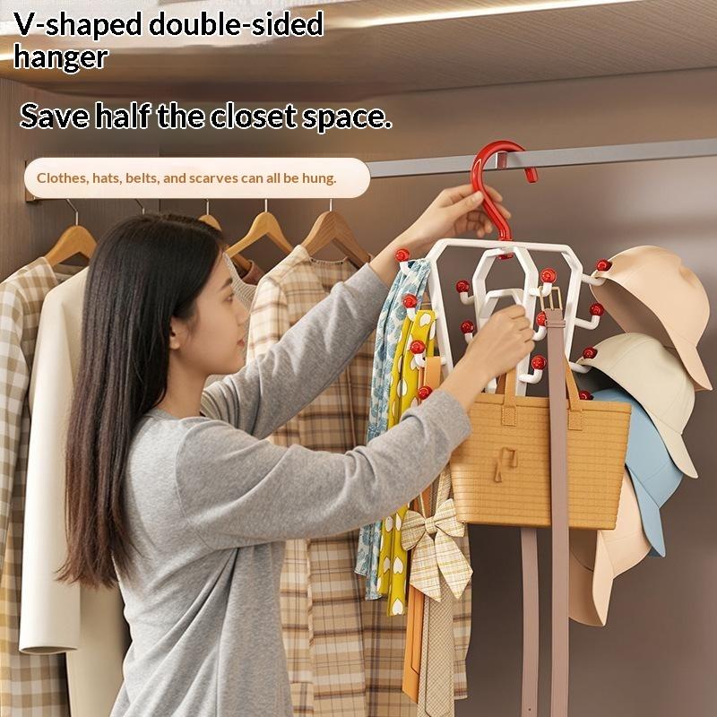 V Shaped Closet Hanger Storage Rack 18 Hooks No Drilling Large Capacity Organizer for Bedroom Closet Clothes Storage A2