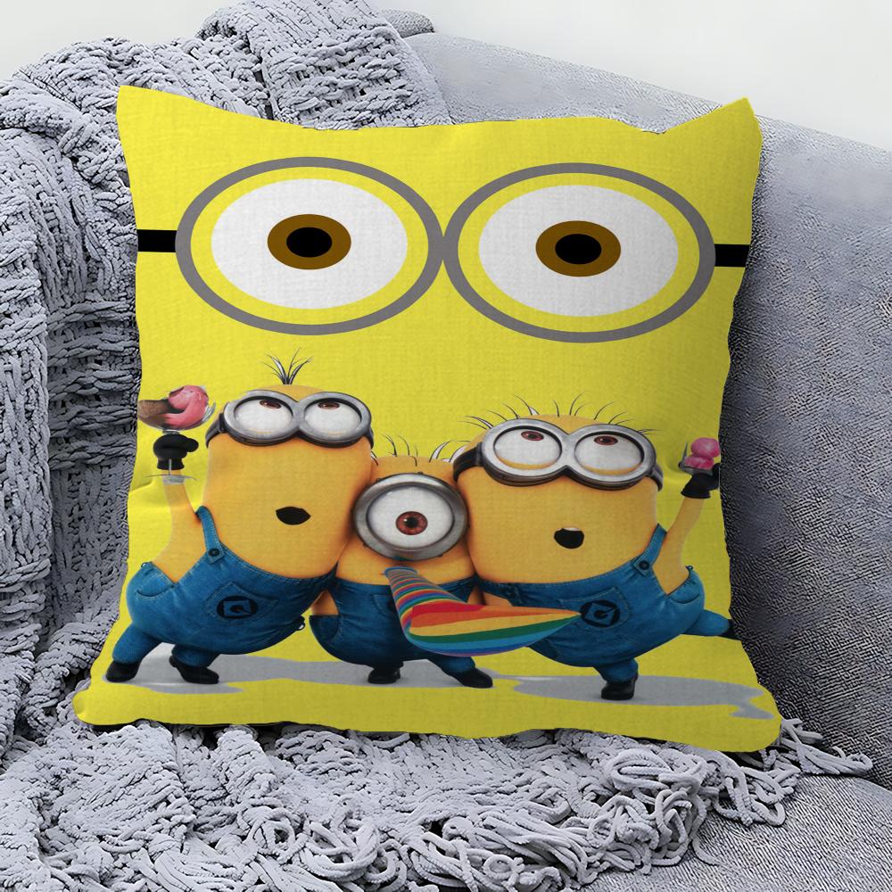 Almohada de Dibujos Animados-M-Minions Almohada de Anime Funda para Almohada de Sofá Cama Cabecero Funda para Cojín 45x45 Cm Moda
