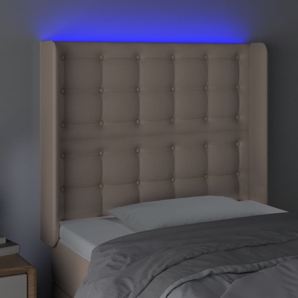 Vidaxl Zagłówek Do Łóżka Z Led, Cappuccino, 103X16X118/128Cm, Ekoskóra