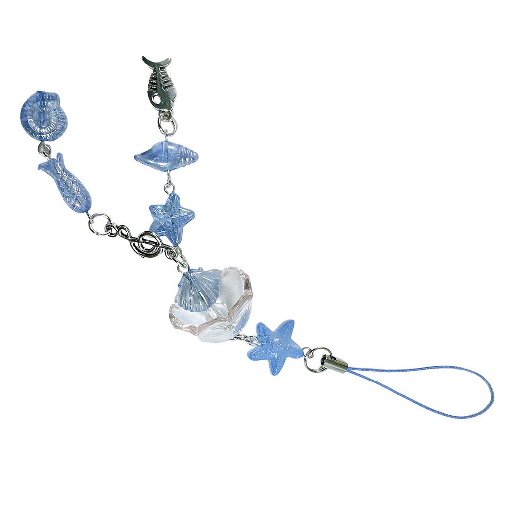 Ocean Themed Beaded Phone Charm Featuring Fish And Conch Elements Stylish Phone Lanyard For A Personalized Touch