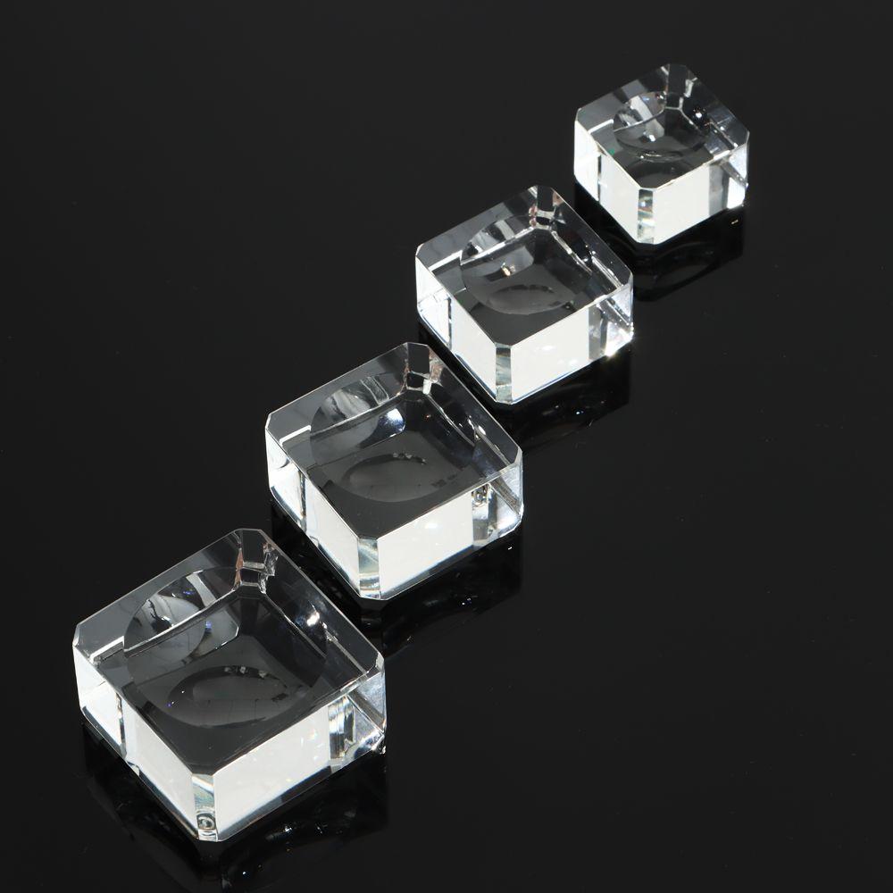 Transparent Glass Square Transparent Support Glass Holder Crystal Sphere Base Ball Display Stand