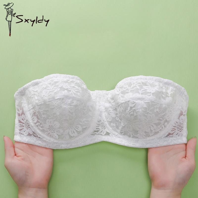 Ultra-thin Cool Strapless Bra for Women Steel Ring Push Up Sexy Lace Non-slip and Non-sagging Tube Top