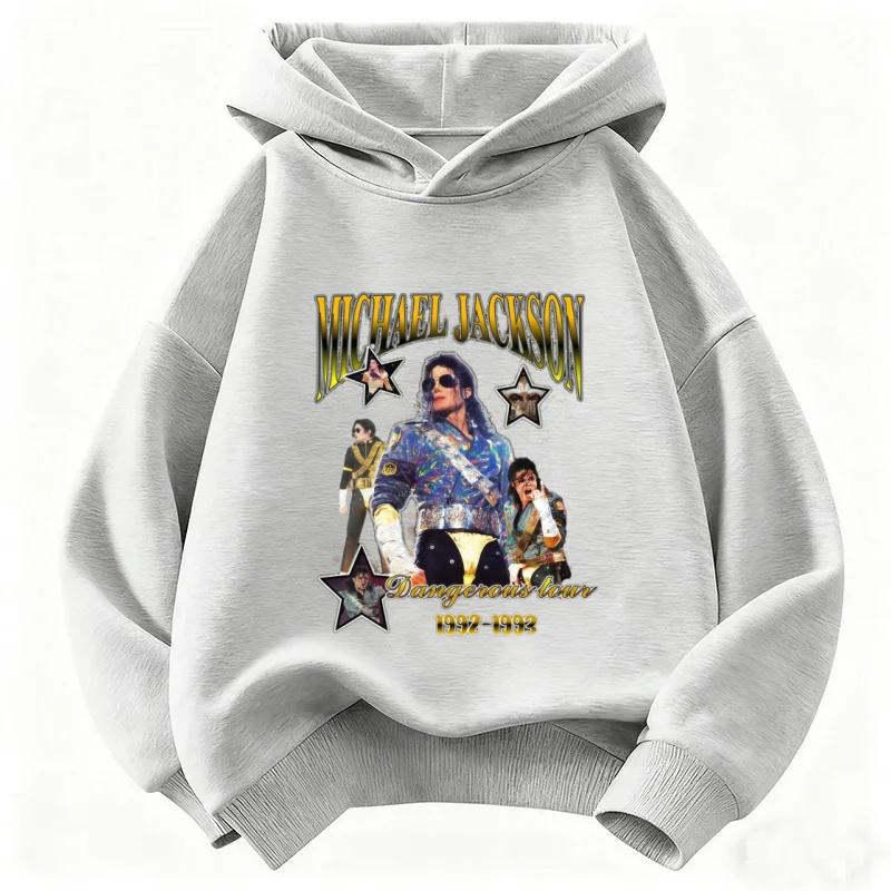 Kids Michael Jackson Graphic Hoodie Boys Girls Vintage Hip‑Hop Pullover Sweatshirt Children Casual Long Sleeve Street Tops