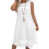 Women's Summer Dress Casual Sleeveless Crew Neck Midi Dress Holiday Travel Shift Sundress