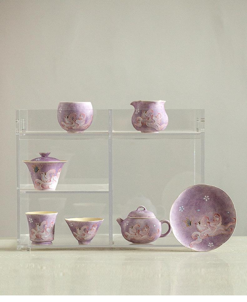 Hand-Painted Ceramic Spirit Fox Dragon Egg Tea Cup for Ladies - Single Gongfu Cup