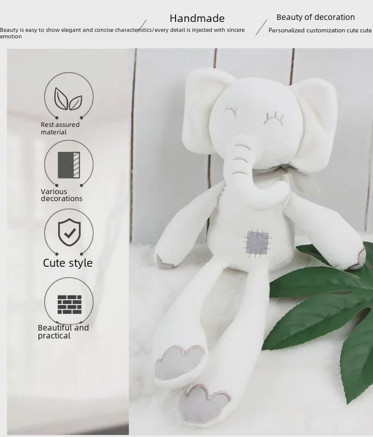 Vylepšená uklidňující plyšová hračka bílý slon pro kojence