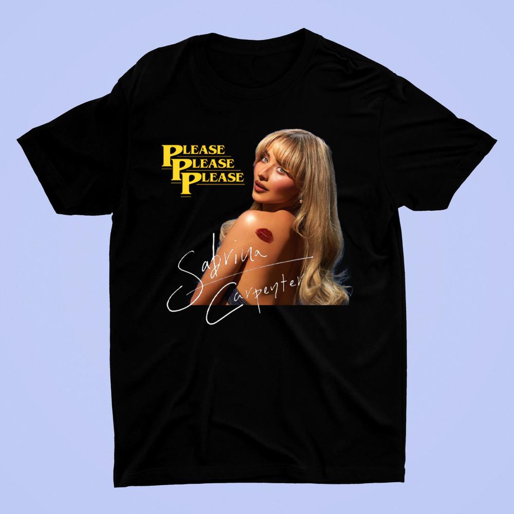 NEW ALBUM Sabrina Carpenter Please, Please, Please Black All Shirt Unisex T-Shirt L
