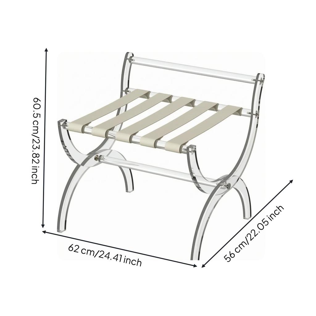 Foldable Luggage Rack with Leather Straps Compact Folding Suitcase Holder