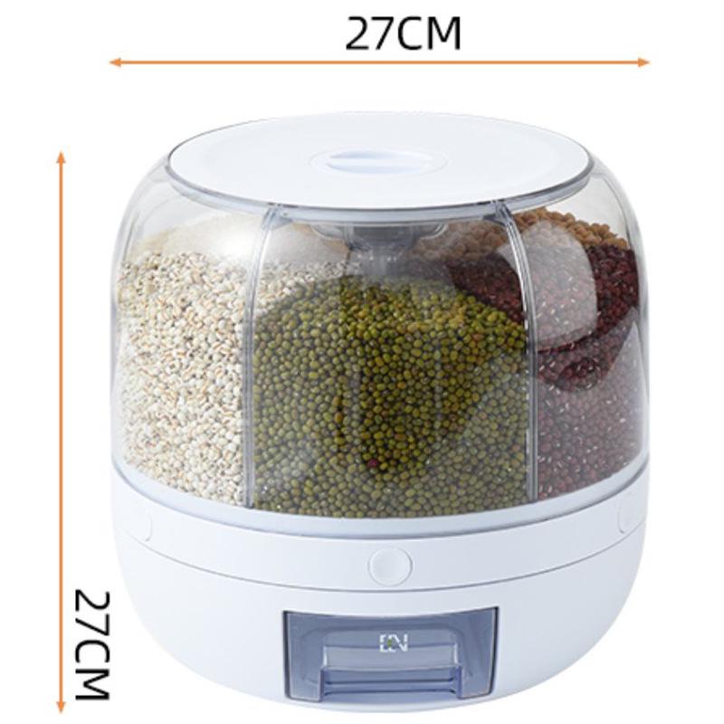 Rotating Rice & Cereal Storage Jar - Insect-Proof, Moisture-Proof, Sealed Compartment