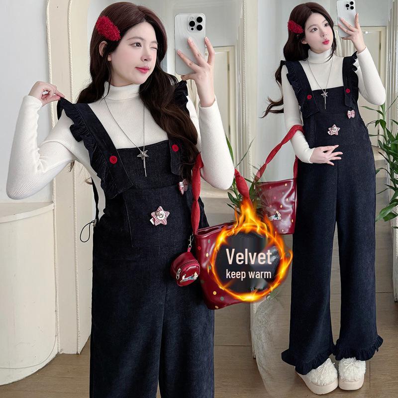 

Maternity 2025 Autumn/Winter Knit Base Layer & Fleece-Lined Bib Overalls Set 2XL [145-165 lbs]