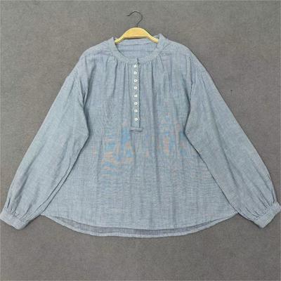 Herbst Vintage Rundhals Gestreiften Langarm Shirts Lose Casual Shirts Frauen
