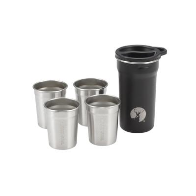 Captain Stag (CAPTAIN STAG) Outdoor Tumbler HD Cup Set, 4+1, 4 Inner Cups and 1 Outer Cup, 80ml/240ml Capacity, Stackable, Stainless Steel, UE-3638