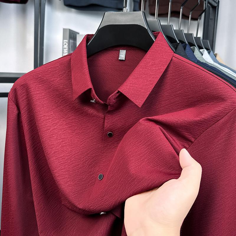 Autumn Shirt Men s Long Sleeve Lapel Collar Wrinkle-Resistant Casual M
