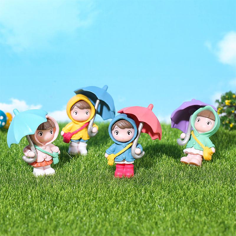 Moss Micro Landscape: Little Plum Girl with Umbrella Figurine