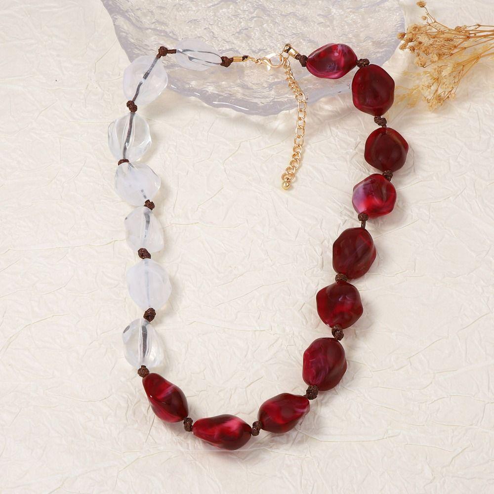 Multi-color Short Necklace Simple Choker Fashionable Exaggerated Beaded Necklace  for Women Girls