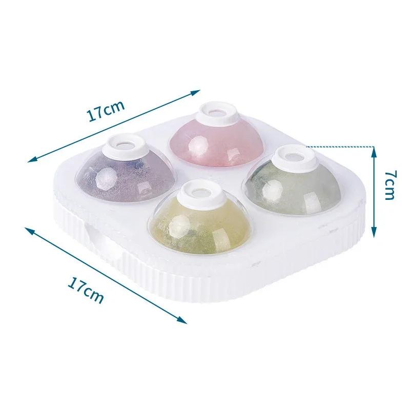 4 Grid Big Ice Ball Mould Large Dia 6.5cm Big Ice Ball Maker Tray for Whiskey Cocktail Bar Tools Food Grade Ice Mould for Party