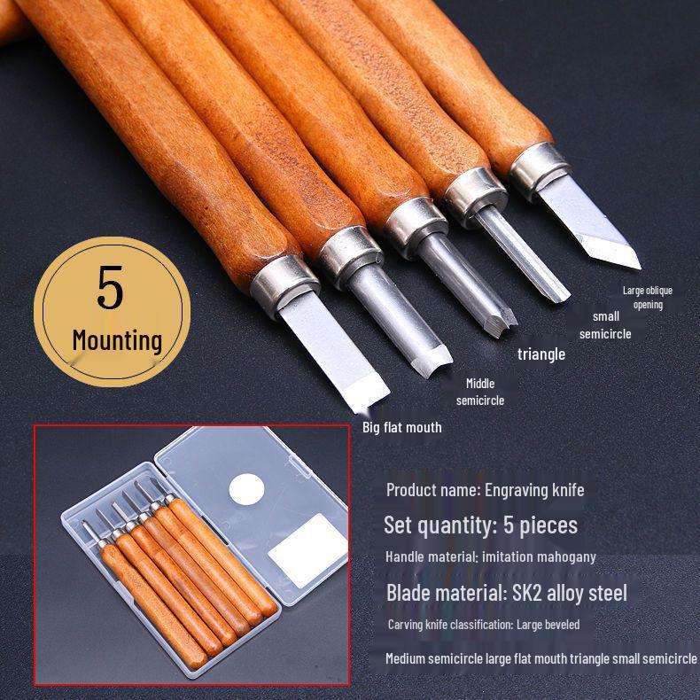 Zestaw noży do rzeźbienia w drewnie do ręcznego rzeźbienia, tworzenia stempli i pieczęci