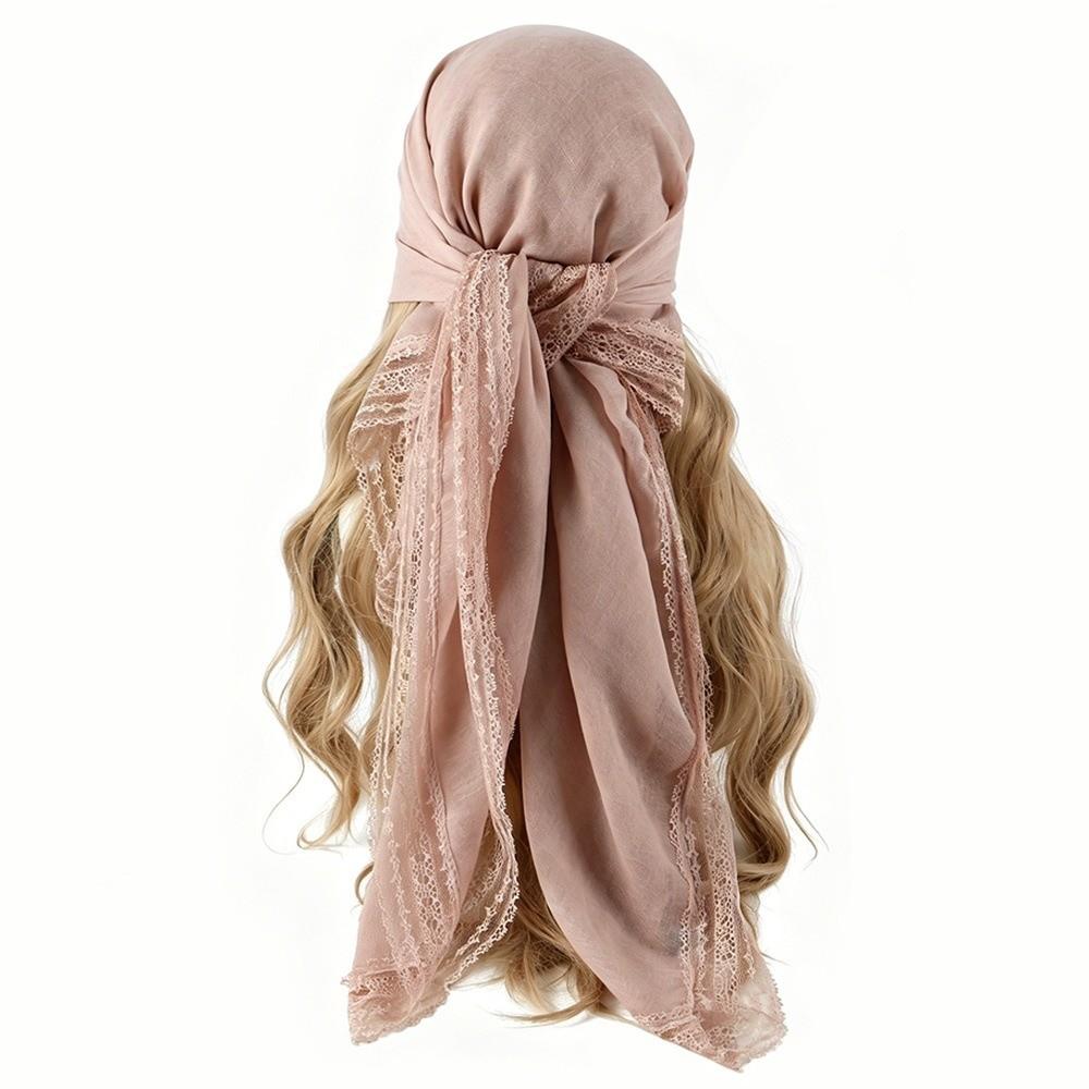 Square Shape Lace Trim Scarf Breathable Sun-Protection Shawl Fashion Bohemian Scarf
