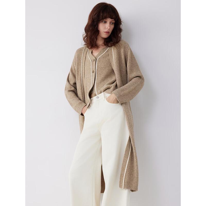 ELLE Women's French Lambswool Long Knitted Cardigan