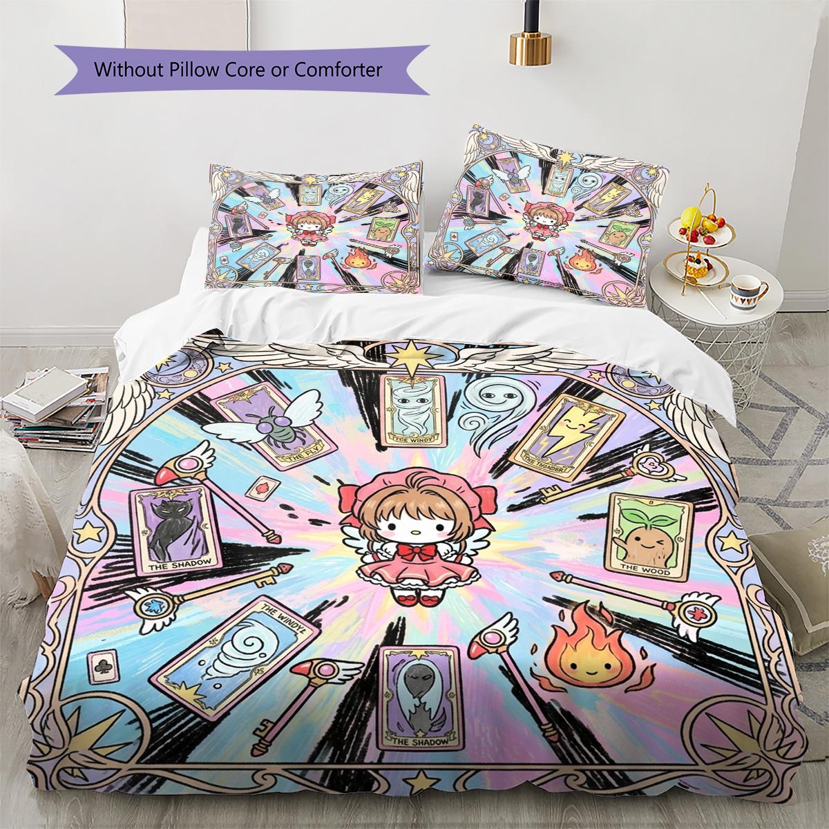 

Cardcaptor Sakura Pattern Bedding Quilt Set Quilt Cover Pillowcase Home Decoration Birthday Gift (1 * duvet cover + 2 * pillowcase, without core) 135x200cm