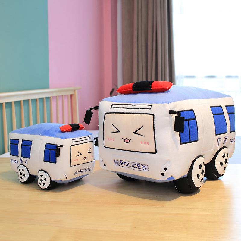 Cartoon Simulation Car Bus Police Car Throw Pillow Plush Toy Children Soothing Doll Rag Doll Birthday Gift