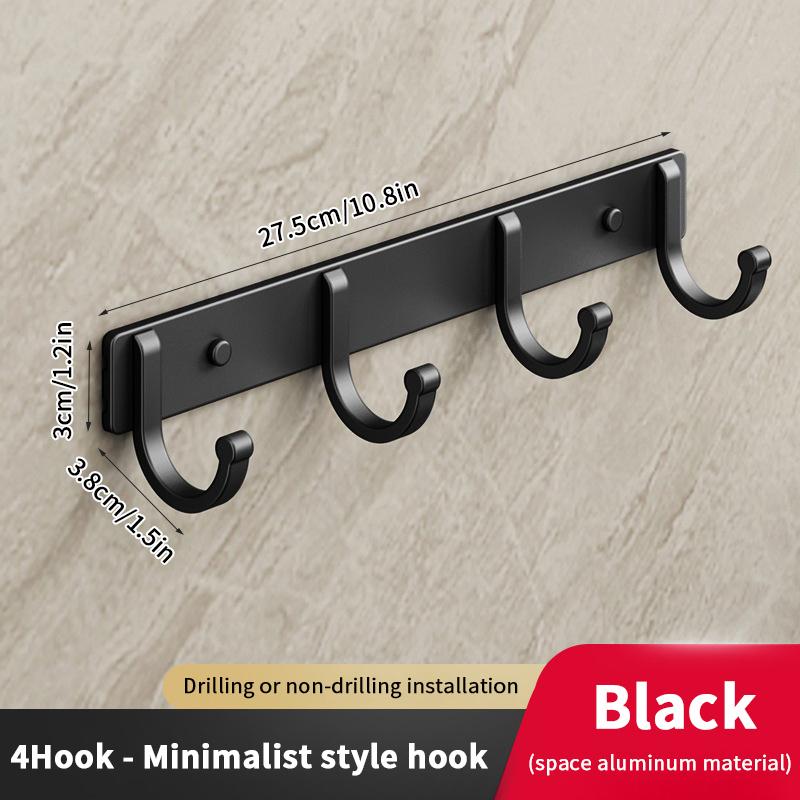 Freies Stanzen Wandmontierter Badezimmerhaken Türhaken Weltraumaluminium Wandhaken (3/4/5/6/7) Halterung