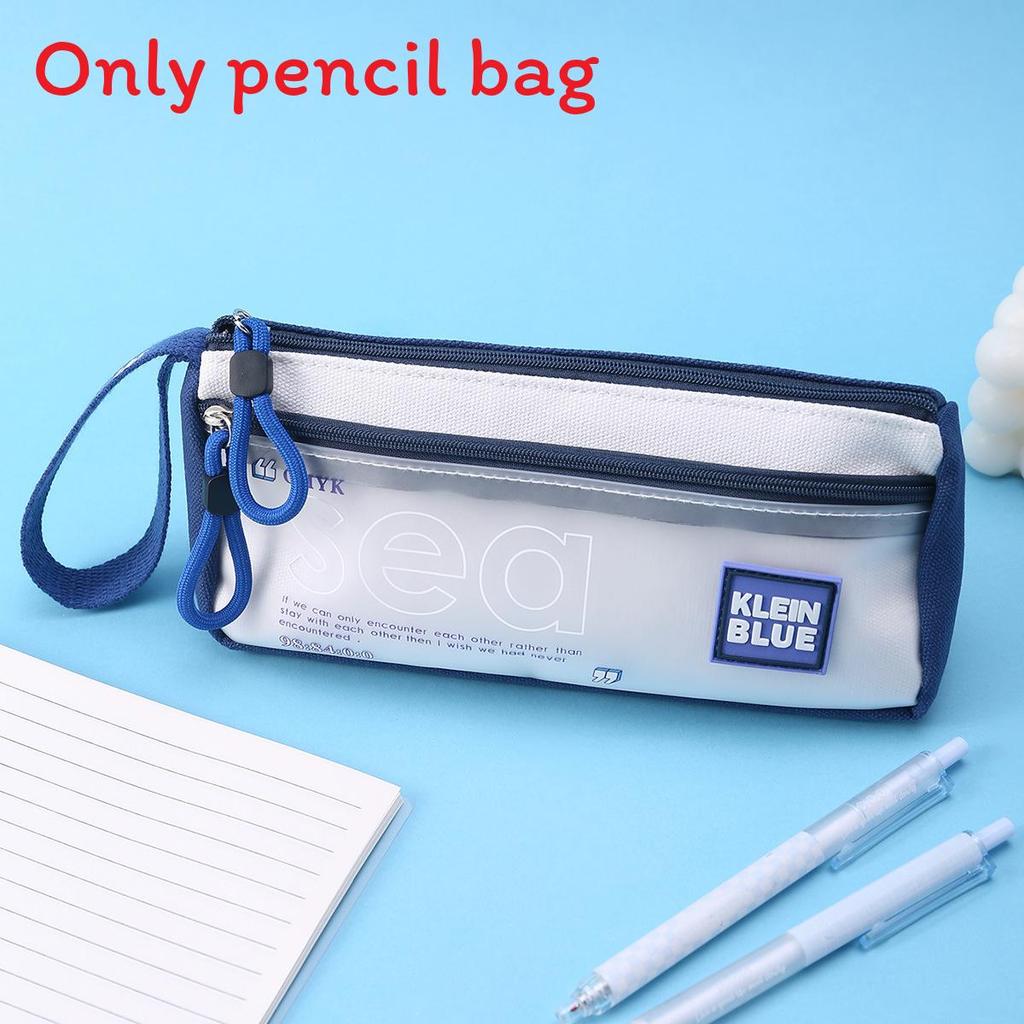 Clain Blue Pencil Case With Large Capacity And Zipper Closure For Students And Office Use