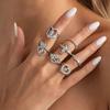 IngeSight.Z 7Pcs Trendy Vintage Heart Rhinestone Rings Women Exquisite Metal Butterfly Chic Open Knuckle Ring Charm Jewelry Set