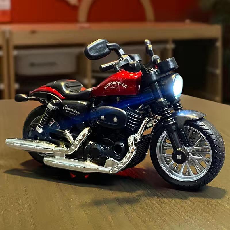 Non-Toxic 1/14 Motorcycle Toys Simulation Alloy Car Model With Sound And Light Pull Back Toy Car Toys Hobbies Modeling Die Cast Vehicles