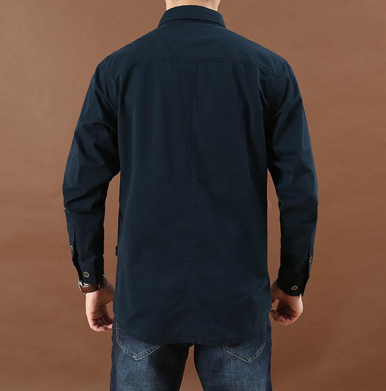 Men's Plus Size Casual Long-Sleeve Cotton Shirt - Spring/Autumn 2026 Collection